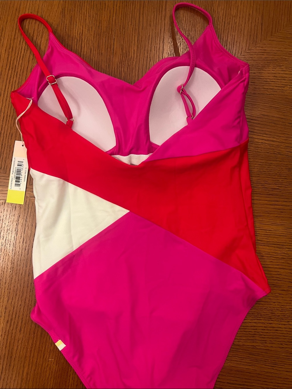Size 10 summersalt Colorblock One-Piece Swimsuit in Hot Pink, Red & White B23 - Picture 5 of 5